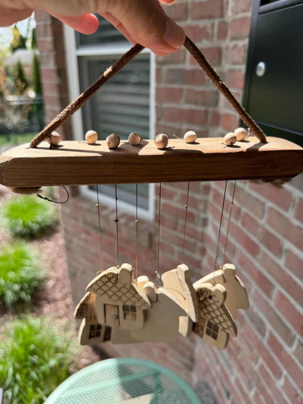 Vintage Handmade Wind Chimes Pottery Houses 1980s
